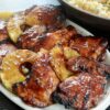 Huli Huli Chicken with grilled pineapple, Hawaiian Mac Salad and rice.