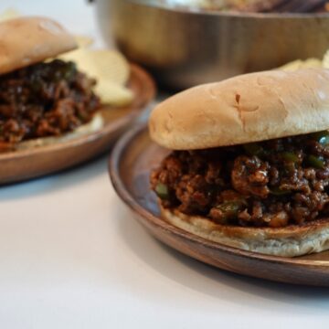 Easy BBQ Sloppy Joes with ground beef on toasted buns.