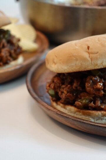 Easy BBQ Sloppy Joes with ground beef on toasted buns.