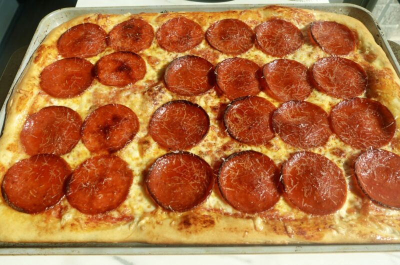 Homemade Sheet Pan Pepperoni Pizza with Easy Pizza Dough